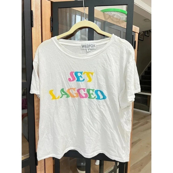 WILDFOX graphic tee jet lagged travel honeymoon bachelorette short sleeves - Picture 2 of 5
